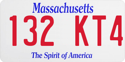 MA license plate 132KT4
