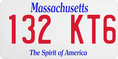 MA license plate 132KT6