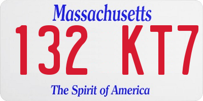 MA license plate 132KT7