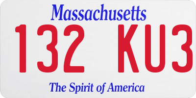MA license plate 132KU3