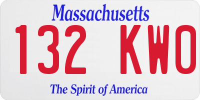 MA license plate 132KW0