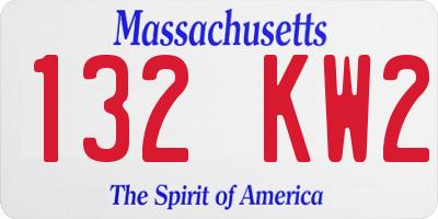 MA license plate 132KW2