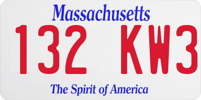 MA license plate 132KW3