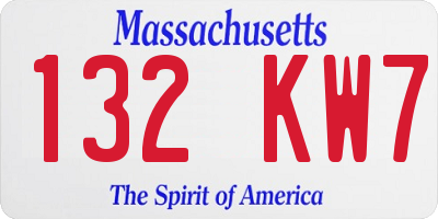 MA license plate 132KW7