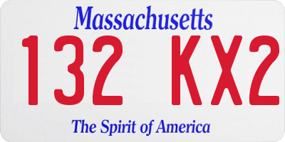 MA license plate 132KX2