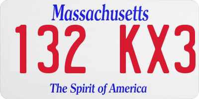 MA license plate 132KX3