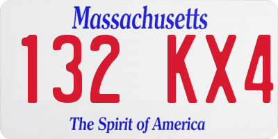 MA license plate 132KX4