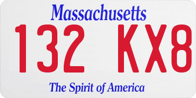 MA license plate 132KX8