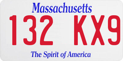 MA license plate 132KX9