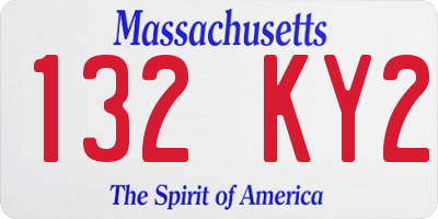 MA license plate 132KY2