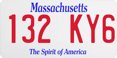 MA license plate 132KY6