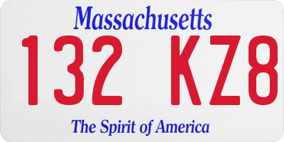 MA license plate 132KZ8