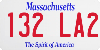 MA license plate 132LA2