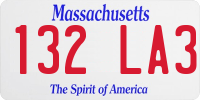 MA license plate 132LA3