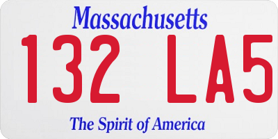 MA license plate 132LA5