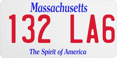 MA license plate 132LA6