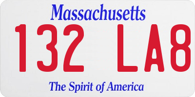 MA license plate 132LA8