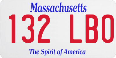 MA license plate 132LB0