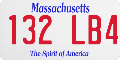 MA license plate 132LB4