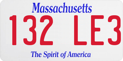 MA license plate 132LE3