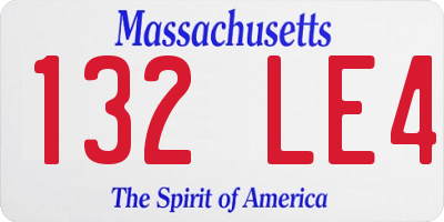 MA license plate 132LE4