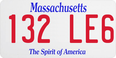 MA license plate 132LE6