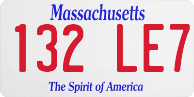 MA license plate 132LE7