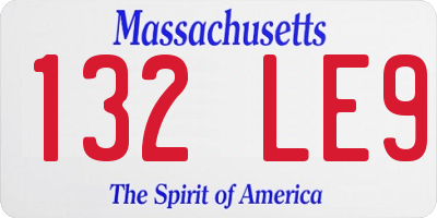 MA license plate 132LE9