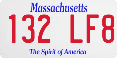 MA license plate 132LF8