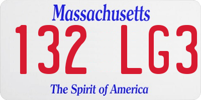 MA license plate 132LG3