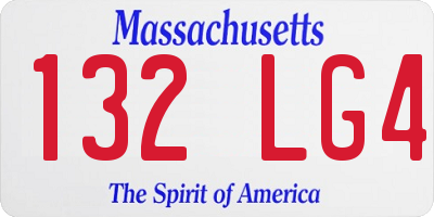 MA license plate 132LG4