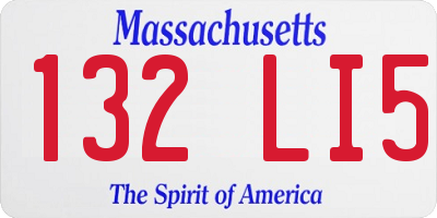 MA license plate 132LI5