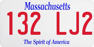 MA license plate 132LJ2