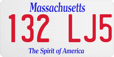 MA license plate 132LJ5