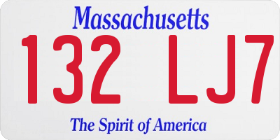 MA license plate 132LJ7