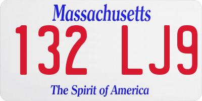 MA license plate 132LJ9