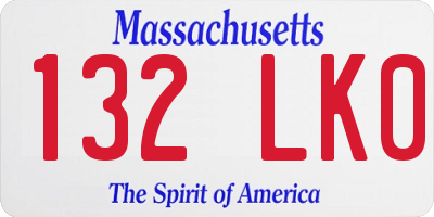 MA license plate 132LK0