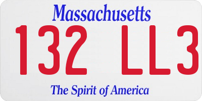 MA license plate 132LL3