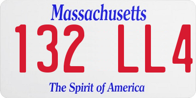 MA license plate 132LL4