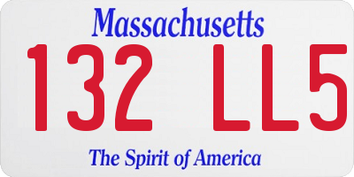 MA license plate 132LL5
