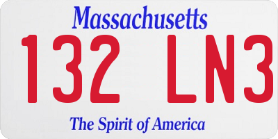 MA license plate 132LN3