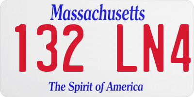 MA license plate 132LN4