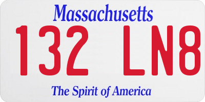 MA license plate 132LN8