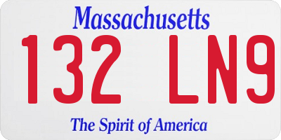 MA license plate 132LN9