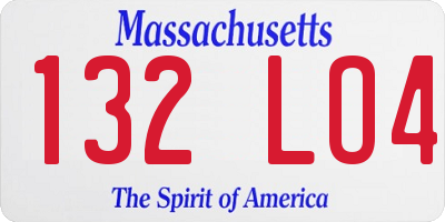 MA license plate 132LO4