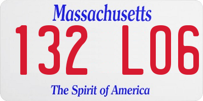 MA license plate 132LO6
