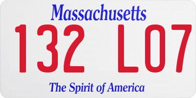MA license plate 132LO7