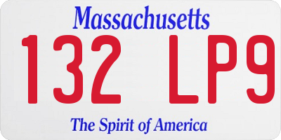 MA license plate 132LP9