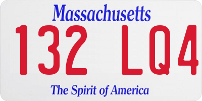 MA license plate 132LQ4