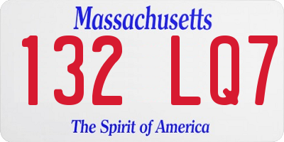 MA license plate 132LQ7